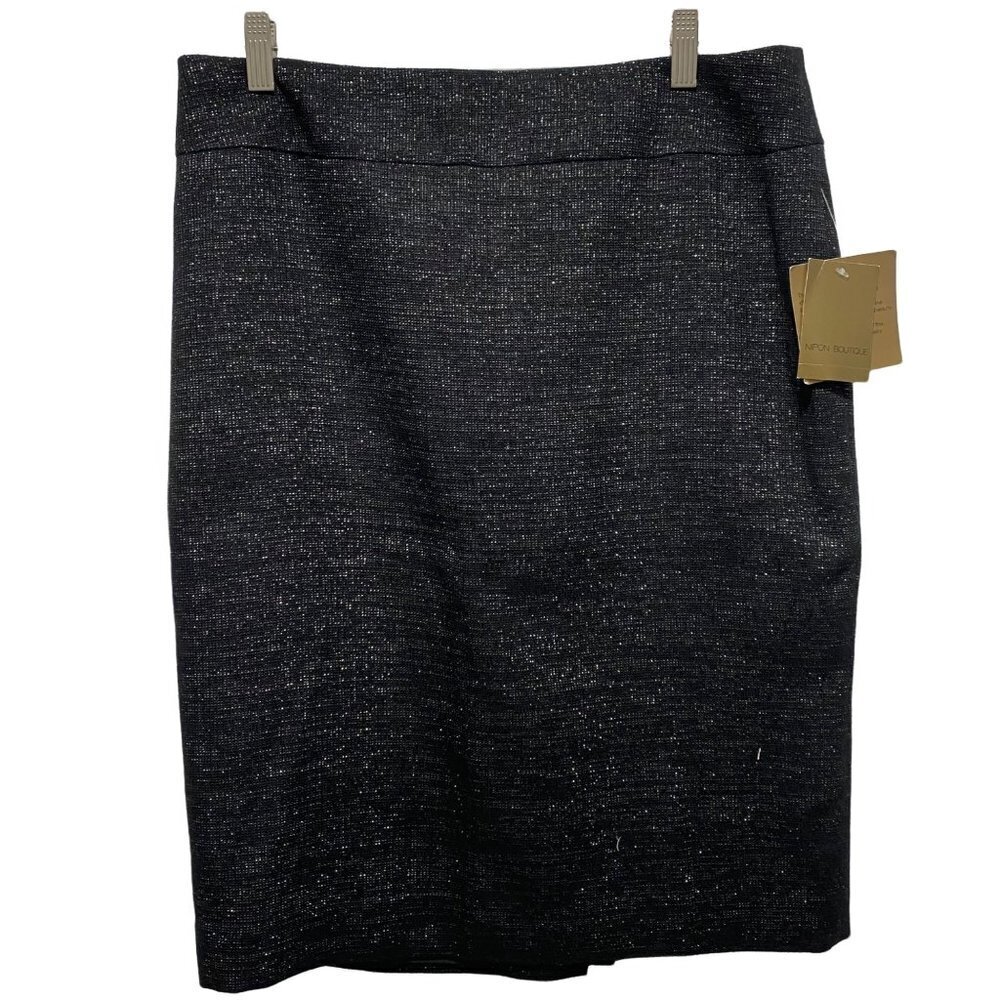 Nipon Boutique Black Skirt Woven With Silver Size 10